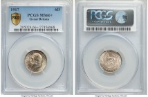 George V 6 Pence 1917 MS66+ PCGS, KM815. Bright and brilliantly lustrous with a dabbling of light tones. 

HID09801242017
