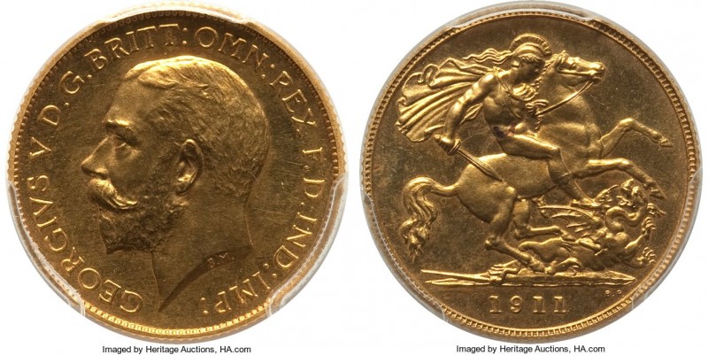 George V gold Proof 1/2 Sovereign 1911 PR65 PCGS, KM819, S-4006. A delightful ge...
