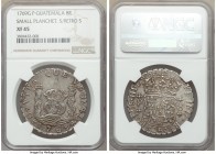 Charles III 8 Reales 1769 G-P XF45 NGC, Guatemala City mint, KM27.2, Calbeto-Unl., Cal-Unl. Small planchet type with the S in HISPAN struck over a ret...