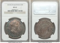 Ferdinand VII 8 Reales 1815 NG-M MS62 NGC, Guatemala City mint, KM69. This coin, although weakly struck (a normal feature for this type), is adorned w...