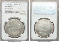 Central American Republic 8 Reales 1825 NG-M UNC Details (Reverse Cleaned) NGC, Guatemala City mint, KM4. A popular and iconic issue, the obverse bear...