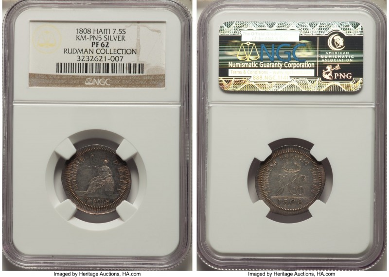 Northern Haiti. Henri Christophe silver Proof Pattern 7-1/2 Sols 1808 PR62 NGC, ...