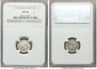 Republic 12 Centimes L'An 24 (1827) AU58 NGC, KM19. Showing only the lightest signs of rub atop the highpoints, the strike otherwise boldly rendered a...