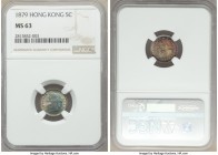 British Colony. Victoria 5 Cents 1879 MS63 NGC, KM5. An absolutely gorgeous minor, highly original in the surfaces with a resplendent rainbow of inten...