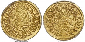 Matthias Corvinus gold Goldgulden ND (1458-1490) MS64 PCGS, Kremnitz mint, Fr-22, Lengyel-45/4B. 3.59gm. Struck on a slightly curved flan, as is typic...