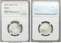 British India. Victoria 1/2 Rupee 1887-C MS63 NGC, Calcutta mint, KM491. Type A Bust, Type I Reverse. Satin-white and tone-free, the surfaces resplend...