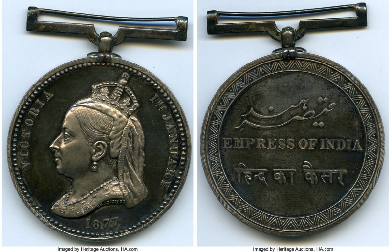 British India. Victoria silver "Dehli Imperial Assemblage" Medal 1877 UNC, Eimer...