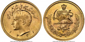 Muhammad Reza Pahlavi gold Pahlavi SH 1331 (1952) MS66+ NGC, KM1162. A scarce date, beautifully preserved without evidence of die clashing. 

HID09801...