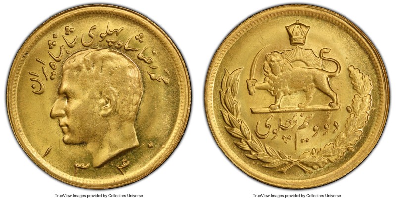 Muhammad Reza Pahlavi gold 2-1/2 Pahlavi SH 1340 (1961) MS65 PCGS, KM1163. Minta...