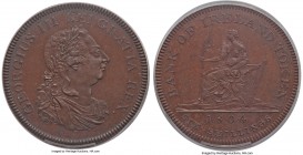 George III bronzed copper Proof Bank Token of 6 Shillings 1804 PR66 PCGS, KM-Tn1c (prev. KM-PnA34). Richly toned in clay coloration, the surface prese...