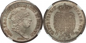 Naples & Sicily. Ferdinand I "Large Head" 120 Grana 1818 MS64+ NGC, KM281. A superior example bordering on gem preservation, dressed in light silver t...