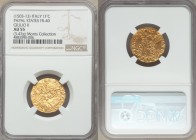 Papal States. Julius II gold Fiorino di Camera ND (1503-1513) AU55 NGC, Rome mint, Fr-40, B-562. 21mm. 3.47gm. IVLIVS • II • PONT • MAX, coat of arms ...
