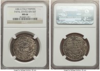 Papal States. Innocent XI Testone Anno X (1686) MS66 NGC, Rome mint, KM507. A pristine specimen displaying a visually pleasing contrast of darkened sl...