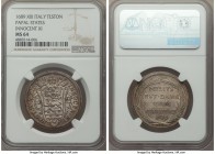 Papal States. Innocent XI Testone Anno XIII (1689) MS64 NGC, Rome mint, KM-A495. A bright specimen with a light apricot tone under fully lustrous surf...