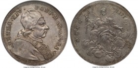 Papal States. Benedict XIV Scudo Anno XIV (1753) MS63 NGC, Rome mint, KM1180, Dav-1459. Of decidedly scarce quality for the type, ranking as the fines...