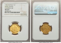 Papal States. Clement XIII gold Zecchino Anno VIII (1766) MS64+ NGC, Rome mint, KM984. One of just a small handful of certified examples, and likely a...