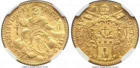 Papal States. Clement XIV gold Zecchino Anno I (1769) MS65 NGC, Rome mint, KM1012, Fr-240. Beautifully preserved, displaying rich luster over a bright...