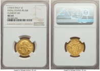 Papal States. Clement XIV gold Zecchino Anno II (1770) MS64 NGC, Rome mint, KM1012, Fr-240. Fully expressed and brilliantly satiny, the brightness of ...