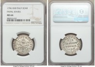 Papal States. Pius VI 2 Carlini Anno XXII (1796) MS64 NGC, Rome mint, KM1215. A normally quite crude type that is extremely usual to find so boldly st...