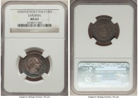 Sardinia. Carlo Felice Lira 1828 (Anchor)-P MS63 NGC, Genoa mint, KM121.2. Virtually unheard-of in this state of preservation, with the next finest at...