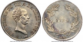 Tuscany. Ferdinand III, Restored Lira 1822 MS66 NGC, Florence mint, KM-C57. A small, but impactful gem which seems at first glance more like a sculpte...