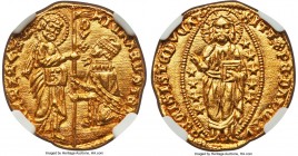 Venice. Michael Steno gold Ducat ND (1400-1413) MS65 NGC, Paolucci-38.1, Fr-1230. MIChAЄL • STЄN | • S | • M | • V | Є | N | Є | T | I, Doge kneeling ...