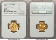 Venice. Francesco Foscari gold Ducat ND (1423-1457) MS64 NGC, CNI-VIIa.60. 3.54gm. fRAC FOSCARI | • S | • M | • V | Є | N | Є | T | I / • SIT T XPЄ DA...