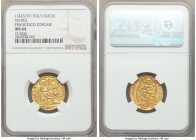 Venice. Francesco Foscari gold Ducat ND (1423-1457) MS64 NGC, CNI-VIIa.63var (pellet placement). 3.56gm. fRAC FOSCARI | • S | • M | • V | Є | N | Є | ...