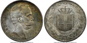 Umberto I 5 Lire 1879-R MS64 NGC, Rome mint, KM20. An astonishing state of preservation for this type so often represented by low-grade survivors, pre...