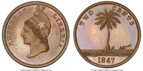 Republic Specimen Pattern 2 Cents 1847 SP65 Brown PCGS, KM-Pn2. Glossy chocolate brown surfaces.

HID09801242017