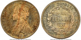 French Colony copper-nickel Specimen Piefort Essai Franc 1897 SP64 NGC, KM-PE2, VG-4311, Lec-9. Only the second example of this issue we have offered,...