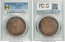 Philip V 8 Reales 1742 Mo-MF MS62 PCGS, Mexico City mint, KM103, Cal-793. Deep russet tones are mixed with murky blues to create an unusually appealin...