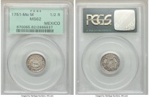 Ferdinand VI 1/2 Real 1751 Mo-M MS62 PCGS, Mexico City mint, KM67.1.

HID09801242017