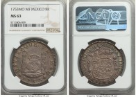 Ferdinand VI 8 Reales 1753 Mo-MF MS63 NGC, Mexico City mint, KM104.1. Lavender gray toning that blends into golden-teal hues. 

HID09801242017