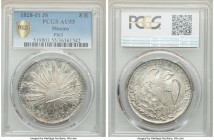 Republic 8 Reales 1828 Pi-JS AU55 PCGS, San Luis Potosi mint, KM377.12, DP-Pi03. Rated as "the most difficult date of the 1828-1839 period" by Dunniga...