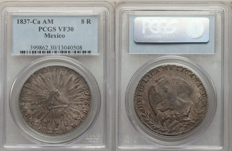 Republic 8 Reales 1837 Ca-AM VF30 PCGS, Chihuahua mint, KM377.2, DP-Ca08. As not...