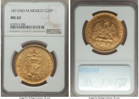 Republic gold 20 Pesos 1871 Mo-M MS62 NGC, Mexico City mint, KM414.6. AGW 0.9519 oz. 

HID09801242017