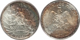 Estados Unidos "Caballito" Peso 1913 MS65 PCGS, Mexico City mint, KM453. An exceptional gem offering dazzling mint brilliance and a layering of colorf...
