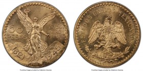 Estados Unidos gold 50 Pesos 1945 MS67 PCGS, Mexico City mint, KM481. Lofty grade for type, mint bloom with satin fields. AGW 1.2056 oz. 

HID09801242...