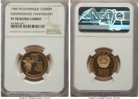 Republic gold Proof "Independence Anniversary" 2000 Meticais 1985 PR70 Ultra Cameo NGC, KM108, Fr-10. A scarce issue that saw only 100 struck. A truly...