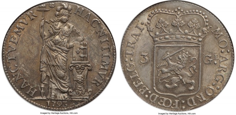 Utrecht. Provincial 3 Gulden 1793 MS65 NGC, KM117, Dav-1852. A type seldom seen ...