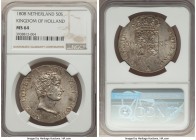 Kingdom of Holland. Louis Napoleon 50 Stuivers 1808 MS64 NGC, Utrecht mint, KM28. Quite covetable so near to gem, slightly speckled tone hardly concea...