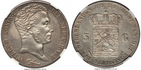 Willem I 3 Gulden 1830/24 UNC Details (Cleaned) NGC, Utrecht mint, KM49. No dash between crown and shield. Lightly cleaned in line with its grade, yet...