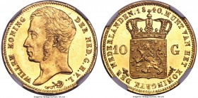 Willem I gold 10 Gulden 1840 MS64 NGC, KM56. Lightly frosty and solidly struck from a highly polished set of dies, leaving a shimmering finish to the ...