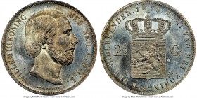 Willem III 2-1/2 Gulden 1870 MS65 NGC, KM82. An icy-white gem showcasing a nearly night-and-day contrast between the fields and devices seldom found o...