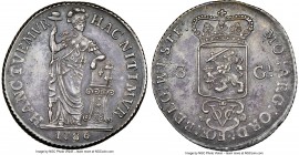 Dutch Colony. United East India Company 3 Gulden 1786 AU58 NGC, KM140, Scholten-63c. Variety with wide date and small 6, the scroll touching the F of ...