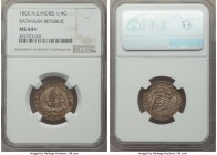 Dutch Colony. Batavian Republic 1/4 Gulden 1802 MS64+ NGC, Enkhuizen mint, KM81, Scholten-492c. Variety with mast under TA. Exceptionally handsome and...