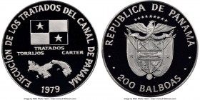 Republic platinum Proof 200 Balboas 1979-FM PR69 Ultra Cameo NGC, Franklin mint, KM61. Panama Canal treaty implementation. APW 0.2993 oz. From the Die...