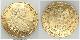 Charles IV gold Contemporary Counterfeit 8 Escudos 1802 LM-JP XF, Onza-Unl. (cf. KM101 for prototype). 38mm. 26.65gm. Tested at a Specific Gravity of ...