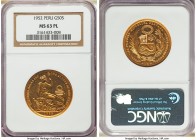 Republic gold 50 Soles 1952 MS63 Prooflike NGC, Lima mint, KM230. Brilliant gleaming surfaces with reflective fields.

HID09801242017